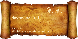 Hovanecz Ali névjegykártya